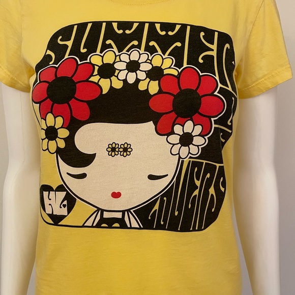 Harajuku Lovers Yellow Graphic Tee Vintage 2000 - Picture 2 of 12